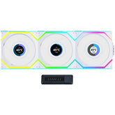 Lian Li UNI FAN SL Wireless LCD 120 Kit w/ Dual Zone ARGB, High Performance Triple Pack, 1.6" IPS Full color LCD Display, Daisy-Chain Style, 2.4 GHz Wireless Controller (Included) - White | G99.12SLLCD1W3W.00 | - CompuMe
